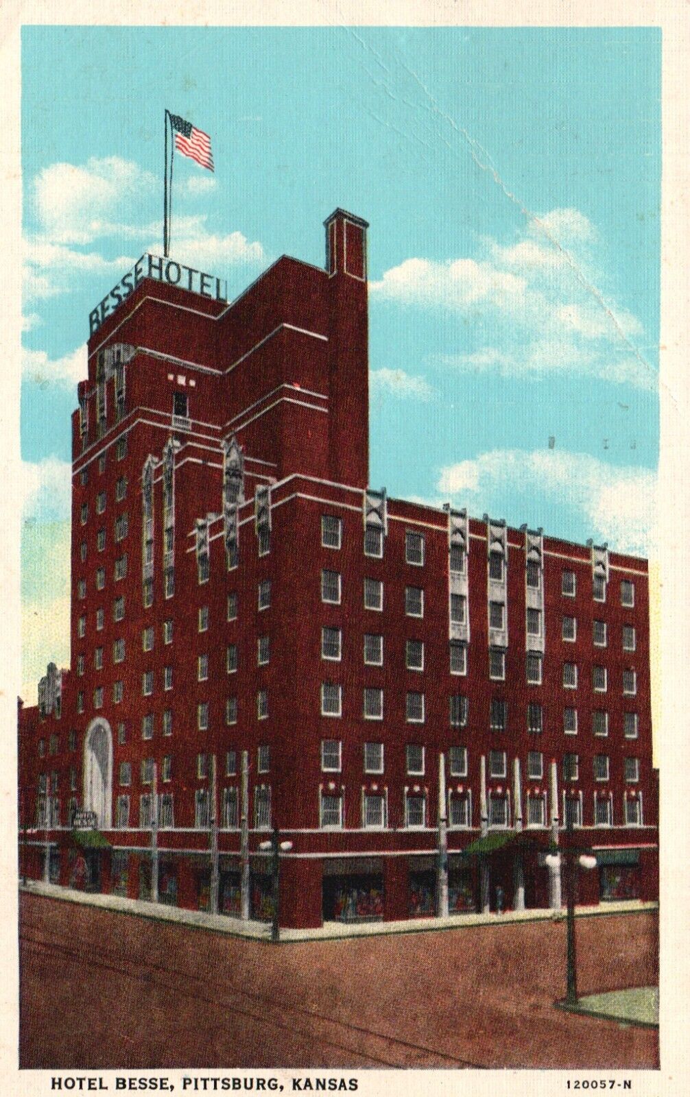 Pittsburg, Kansas, KS, Hotel Besse, 1950 Linen Vintage Postcard e6058