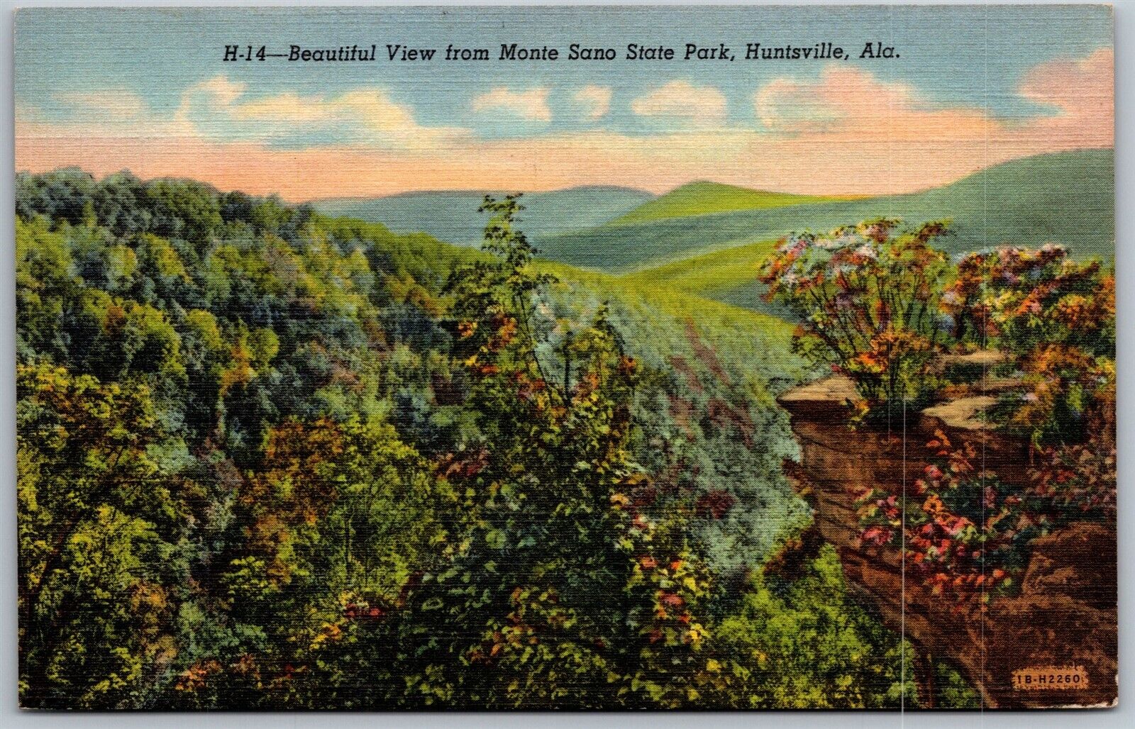 Vtg Huntsville Alabama AL Scenic View From Monte Sano State Park 1940s Postcard
