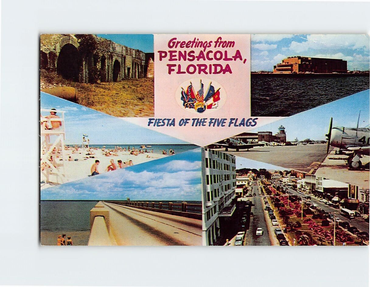 Postcard Fiesta Of The Five Flags, Greetings from Pensacola, Florida