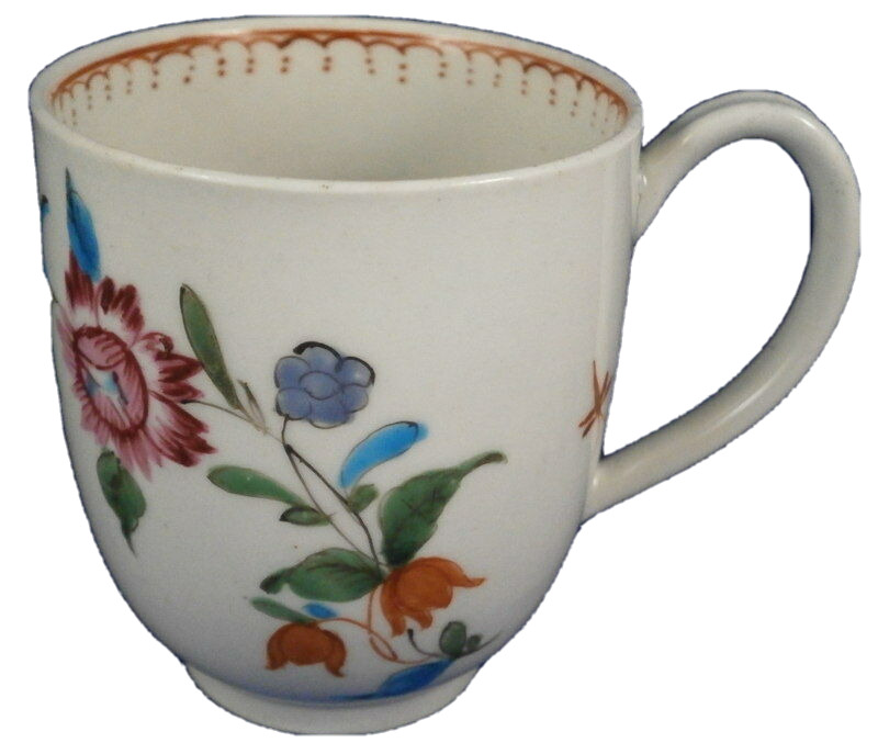 Antique 18thC Worcester Porcelain Floral Cup English Porzellan Tasse England