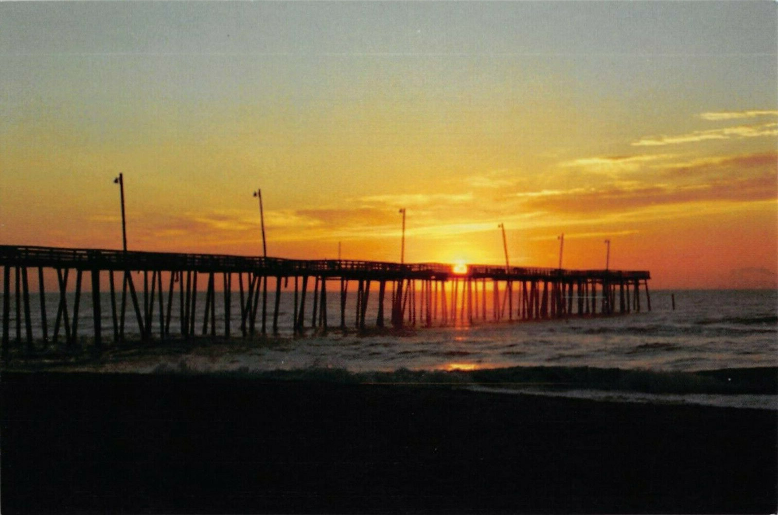 Postcard NC: Sunset, Rodanthe Pier, Hatteras Island, Unposted, 2009, 4x6