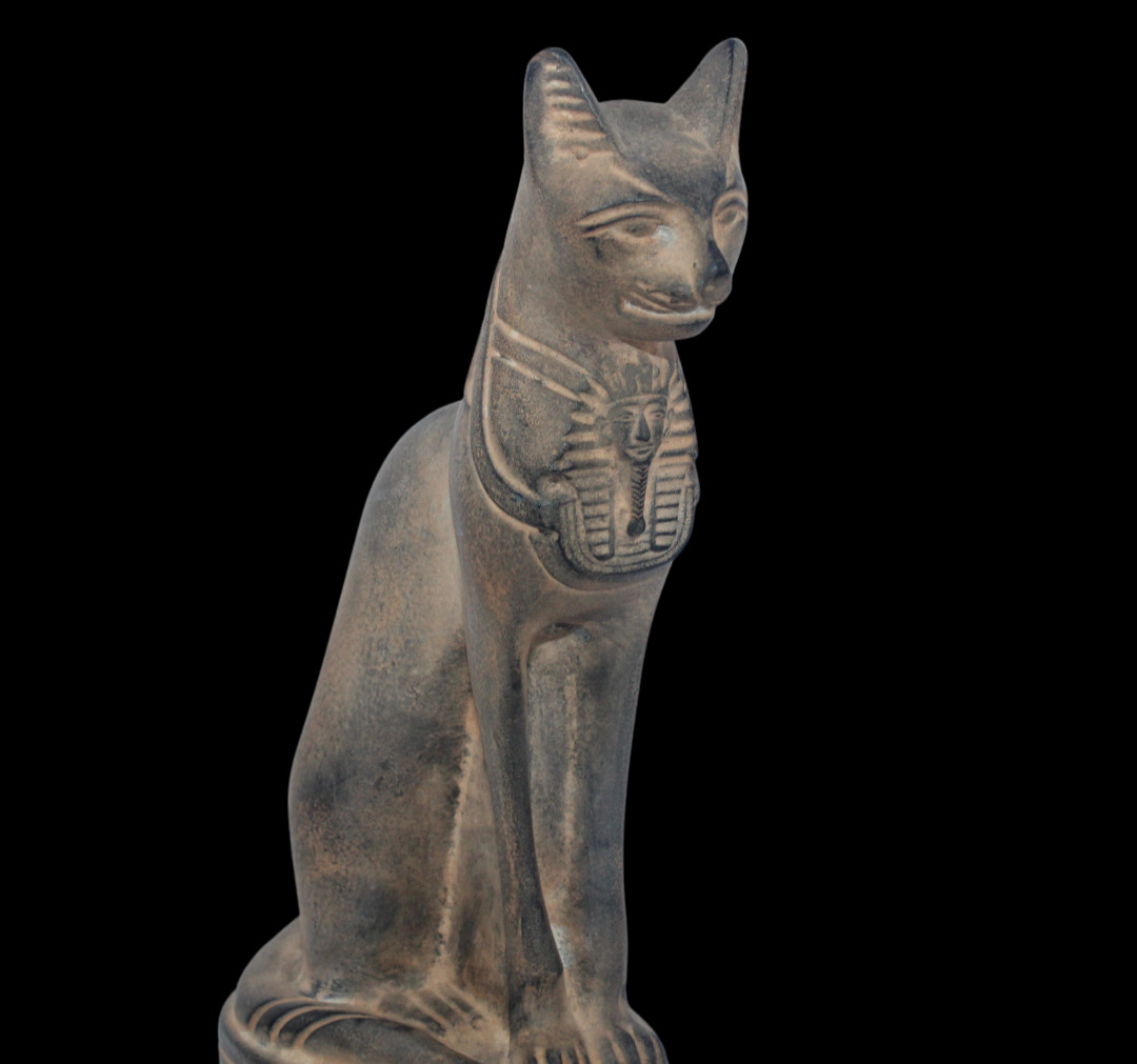 RARE ANCIENT EGYPTIAN ANTIQUE Bastet Cat Stone Statue Tut Mask -Egypt History