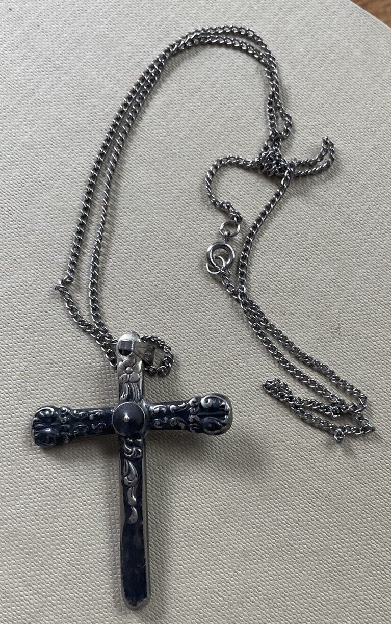 Vintage Oneida Pattern Cross About 2” On Chain