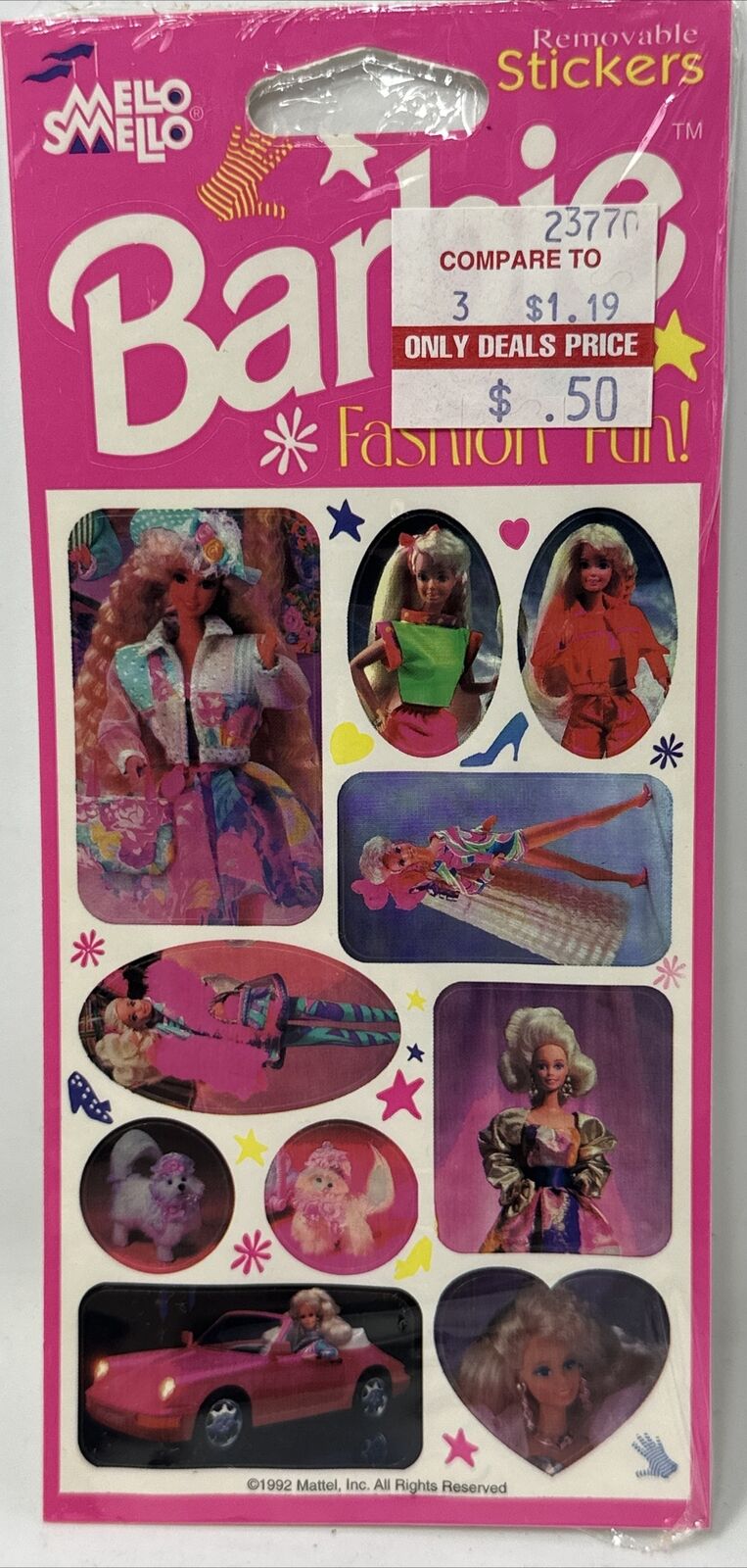 1991 Vintage Mello Smello BARBIE  Removable Fashion Fun Stickers Totally Hair