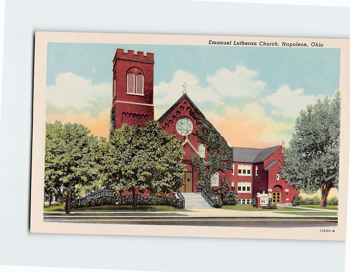 Postcard Emanuel Lutheran Church, Napoleon, Ohio