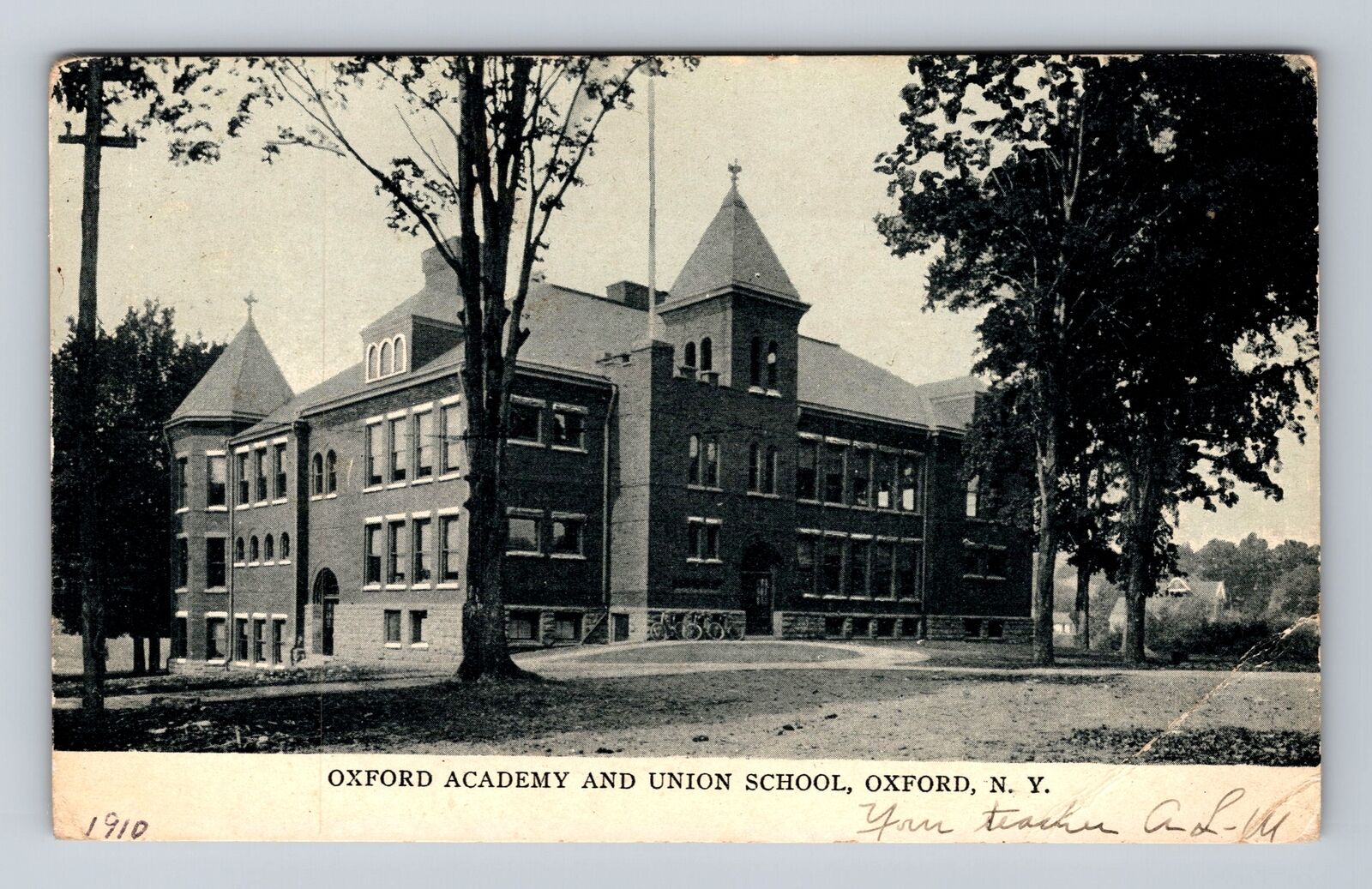 Oxford NY-New York, Oxford Academy, Union School, Vintage c1910 Postcard