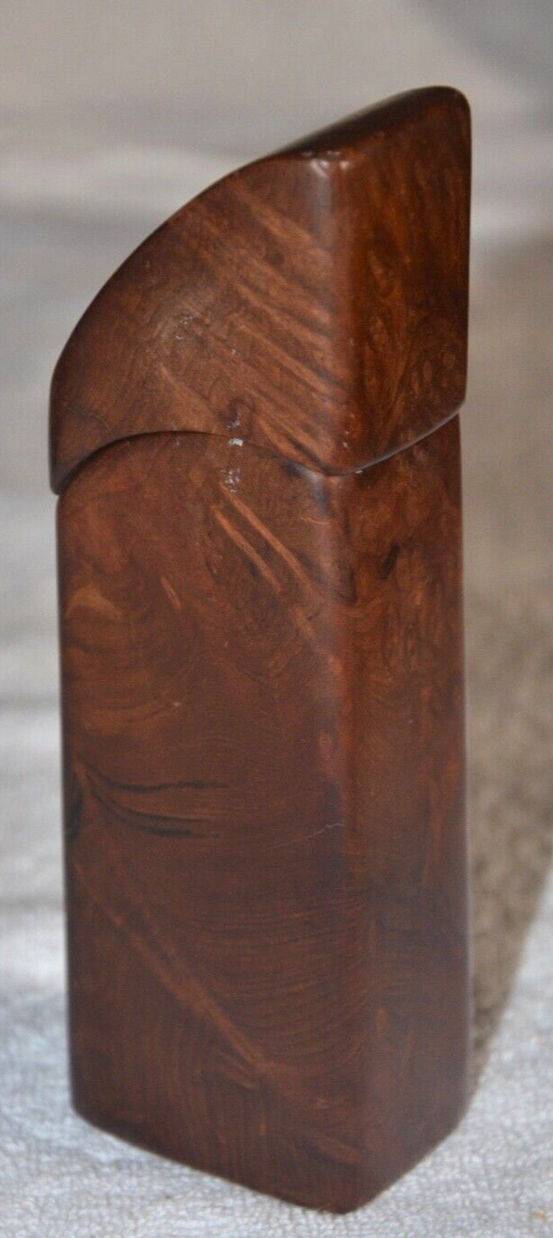 1978 Jeffrey Seaton Signed Carved Redwood Burl Tall Box Trinket  W/ Lid, Cigar