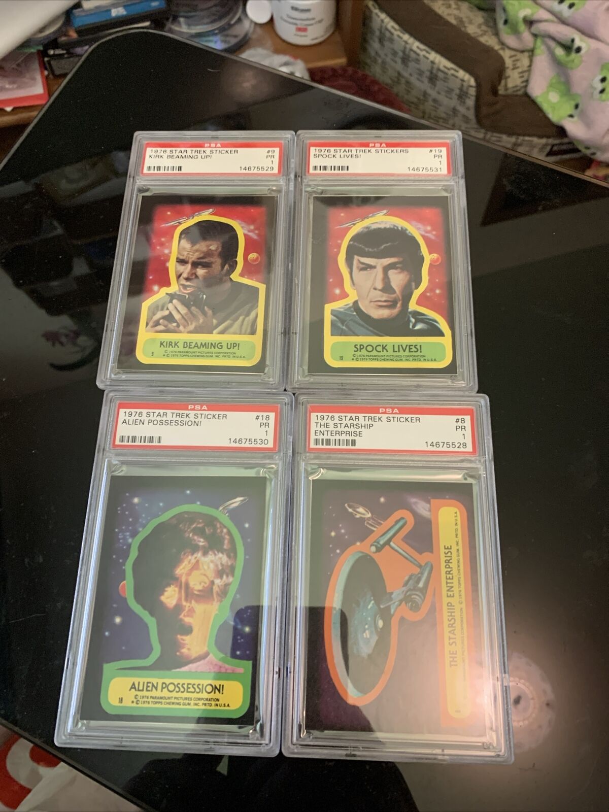 1976 Star Trek PSA 4 Card Lot Stickers Back Stains