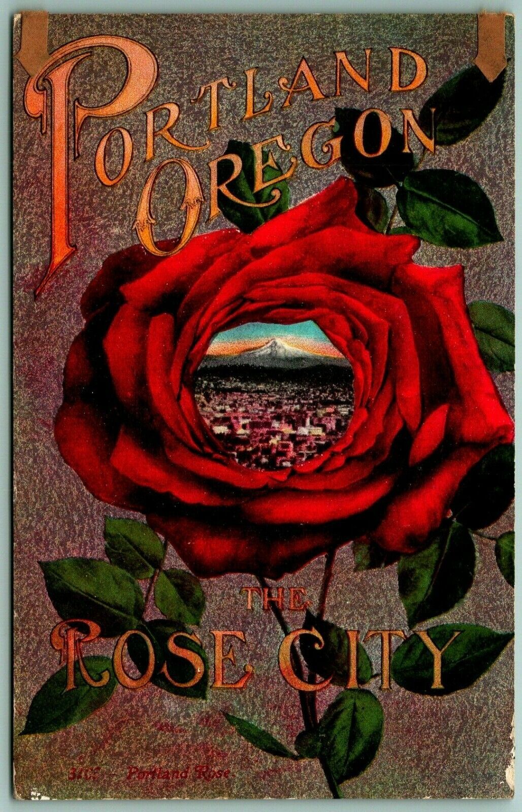Portland Oregon Rose City Blossom Flower Inset Cityscape 1913 DB Postcard C15