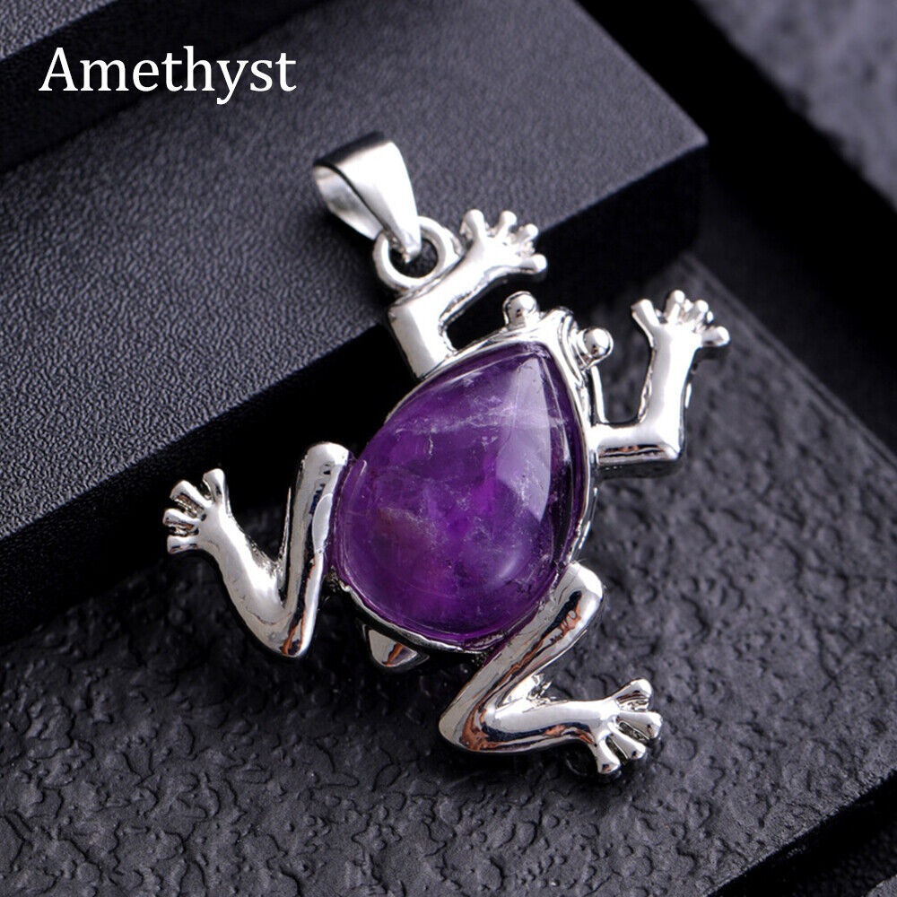 1pc Crystal Bead Frog Pendants Quartz Stone Chakra Energy Reiki Healing Amulet