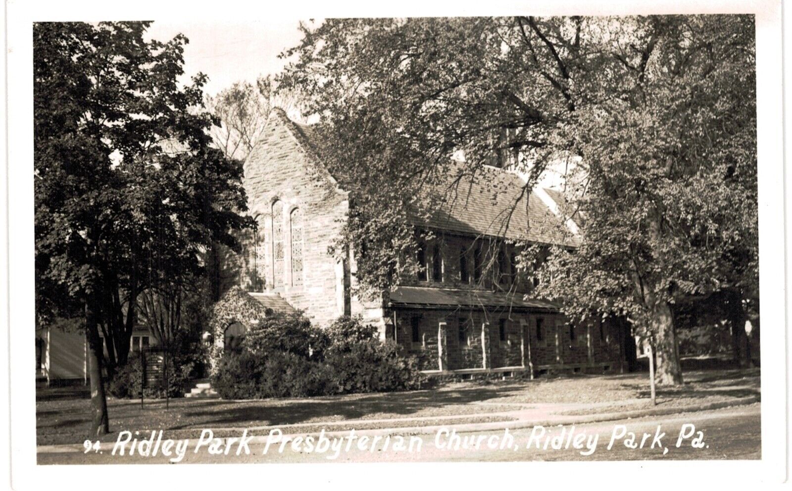 Ridley Park Presbyterian Church RPPC Real Photo EK Unused 1930 PA 