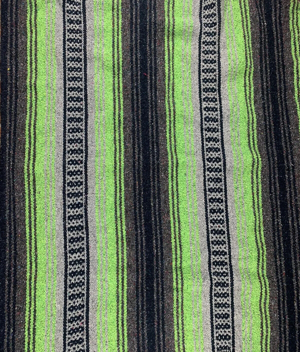 Vintage Mexican Falsa Woven Blanket Rug Multi-color 66\