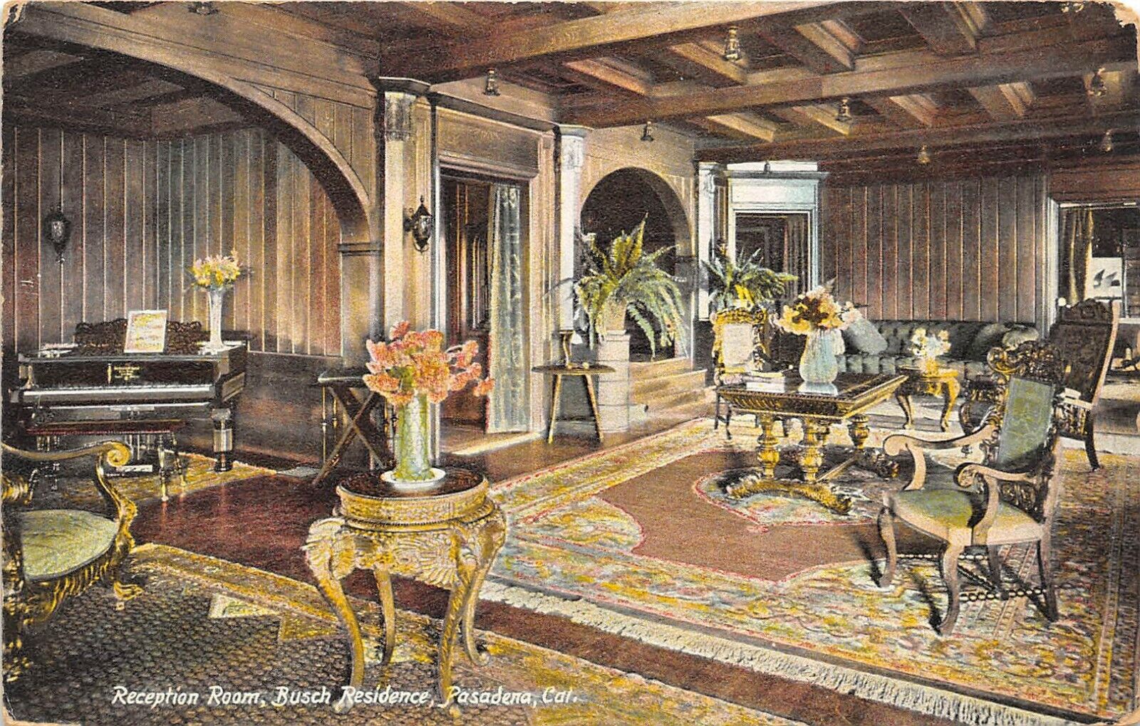 Pasadena California c1910  Postcard Busch Residence Reception Room Interior