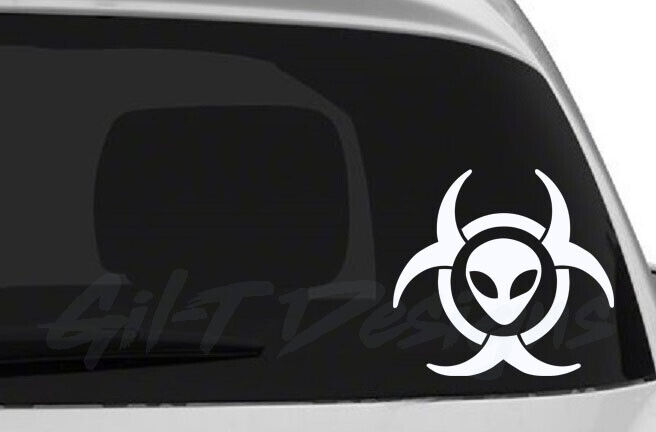 Alien Biohazard Vinyl Decal Sticker, UFO, Alienware, Area 51, Space, Oracal 651