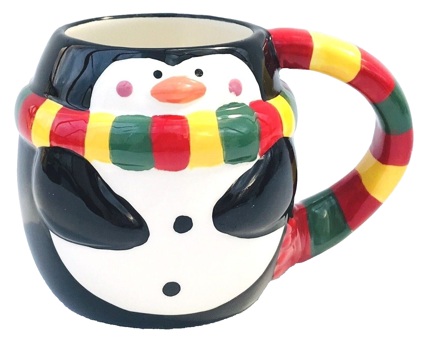 Ceramic 3-D Penguin w/ Scarf Holiday Coffee Hot Chocolate Coffee Mug Wide 4\
