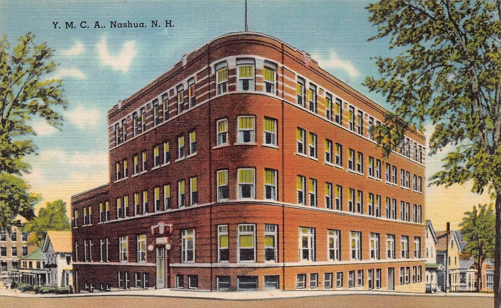 Nashua NH New Hampshire YMCA Youth Hotel Downtown 1940s Linen Vtg Postcard N7