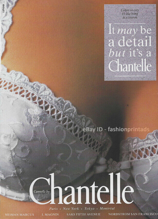 vintage CHANTELLE Lingerie 1-Page PRINT AD 1995 breasts cleavage in lace bra
