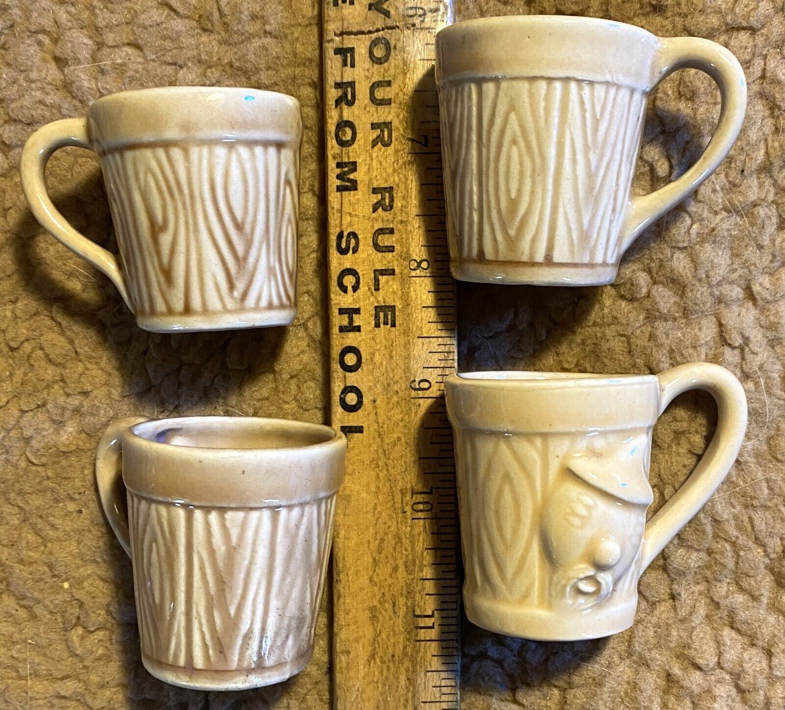 Four Vintage Mini Ceramic Cups w/ Handles (CU475)