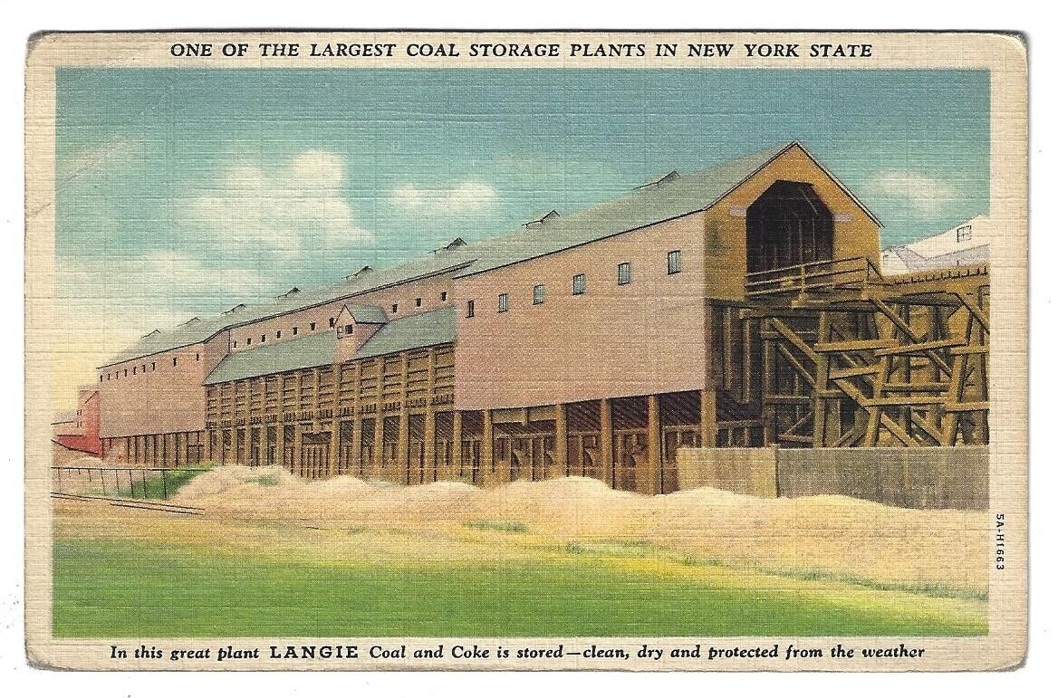 Rochester NY Langie Coal Co. Storage Plant Pre-1952 Linen Postcard