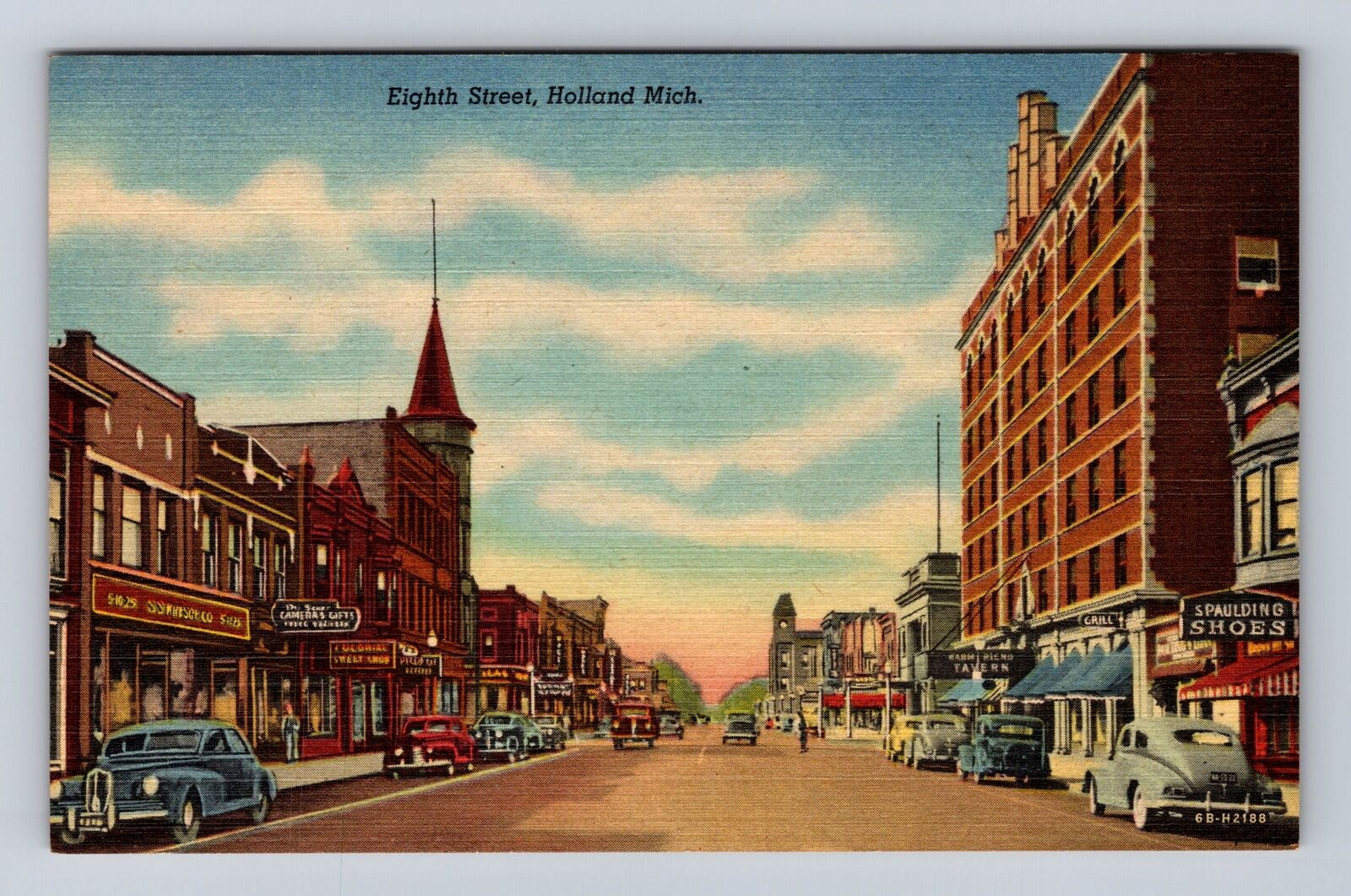 Holland MI-Michigan, Eighth Street, Antique Vintage Souvenir Postcard