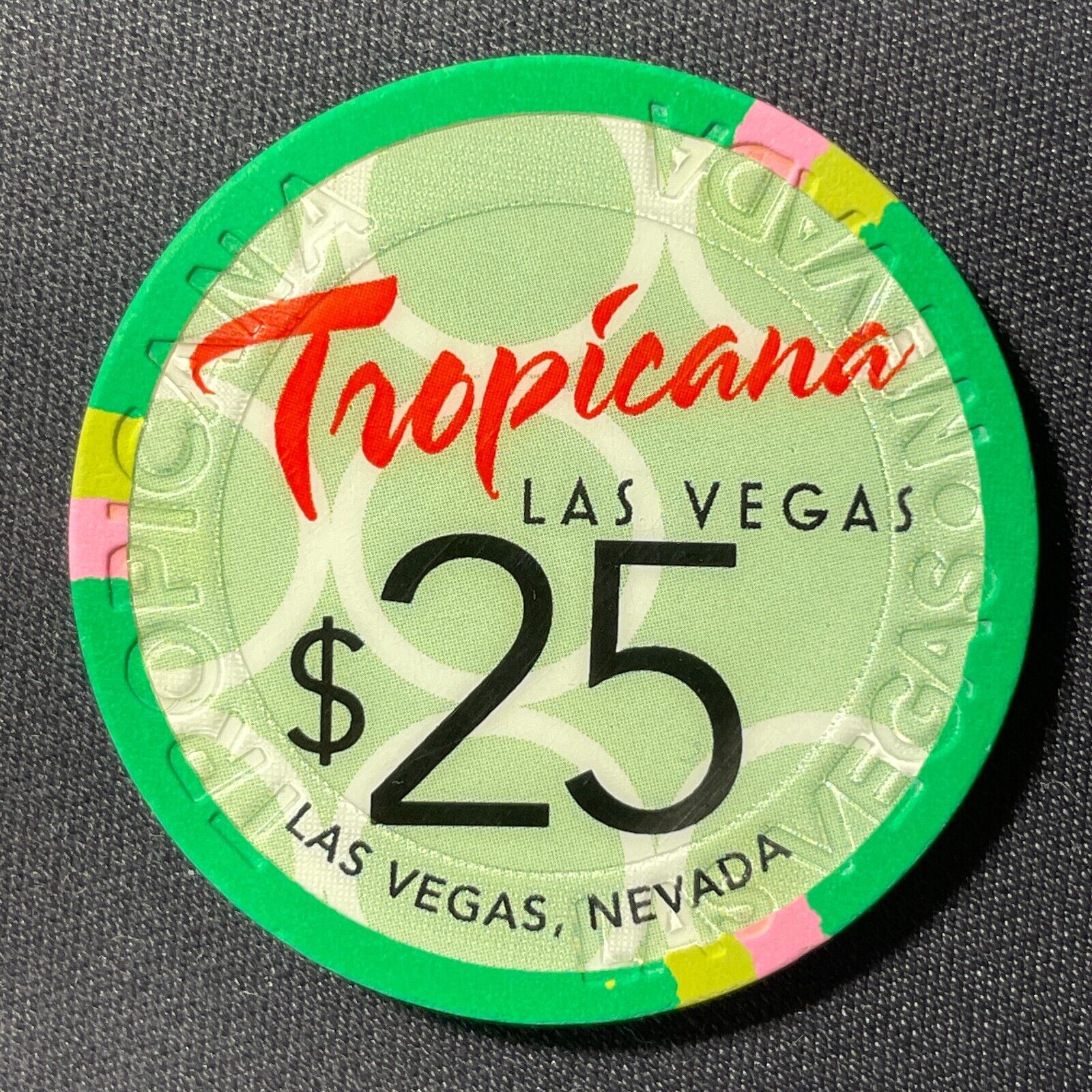 Tropicana Las Vegas $25 casino chip 2010 - obsolete closed 4/2/2024 LV25