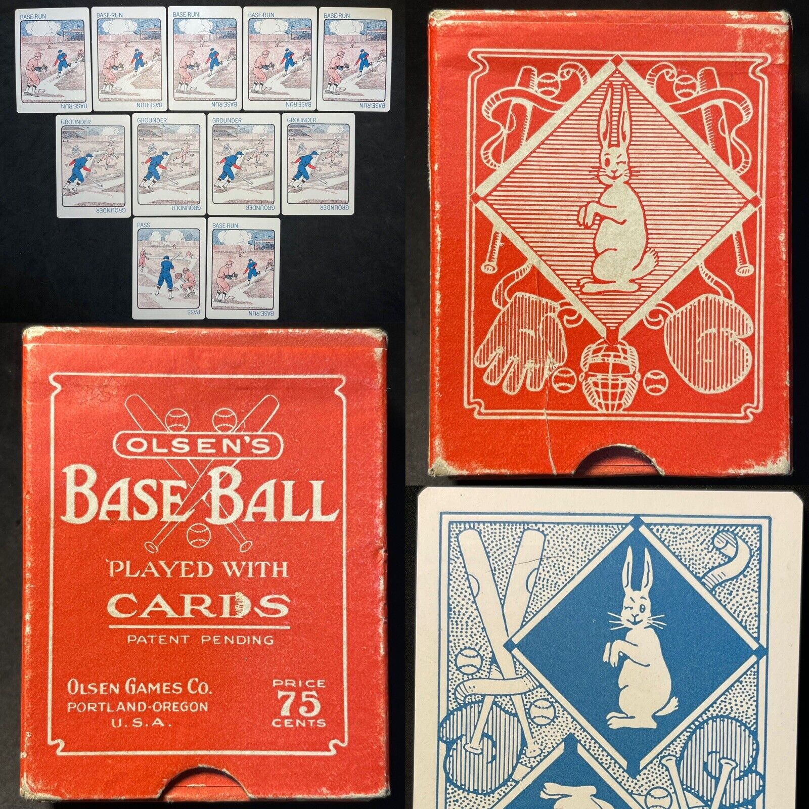 c1922 HIGH GRADE Antique Baseball Parlor Game Historic Ruth Era Playing Cards