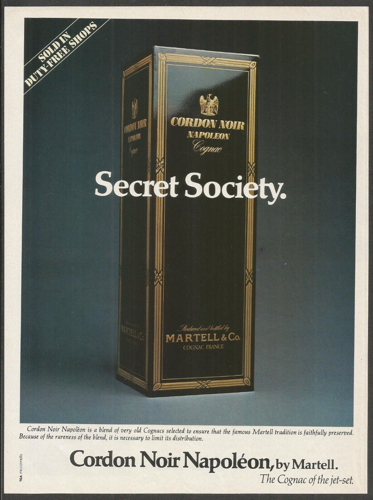 Cognac Cordon Noir Napoleon - Secret Society - 1978 Vintage Print Ad