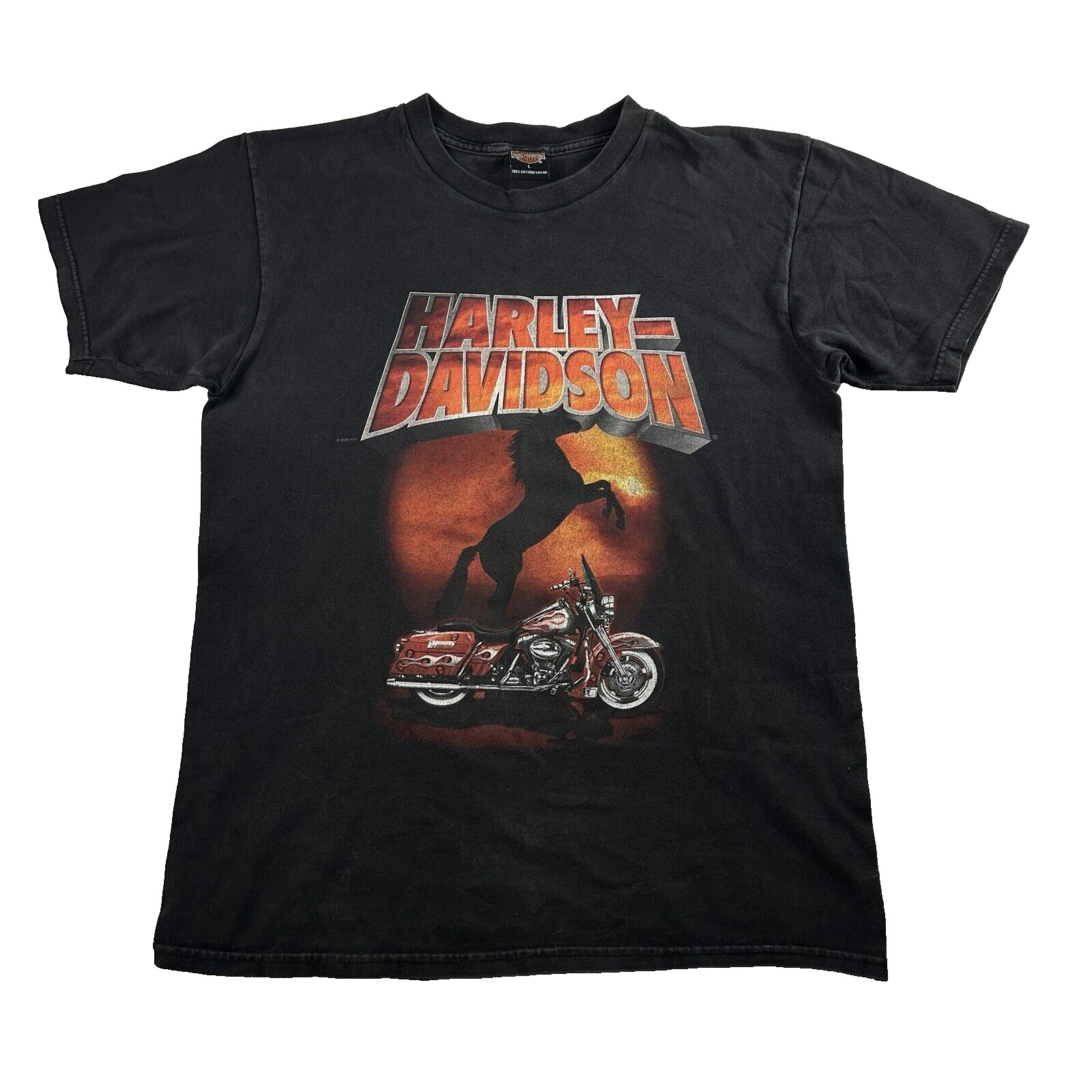 Harley Davidson Motorcycle T Shirt Men's sz L Black Santa Barbara California