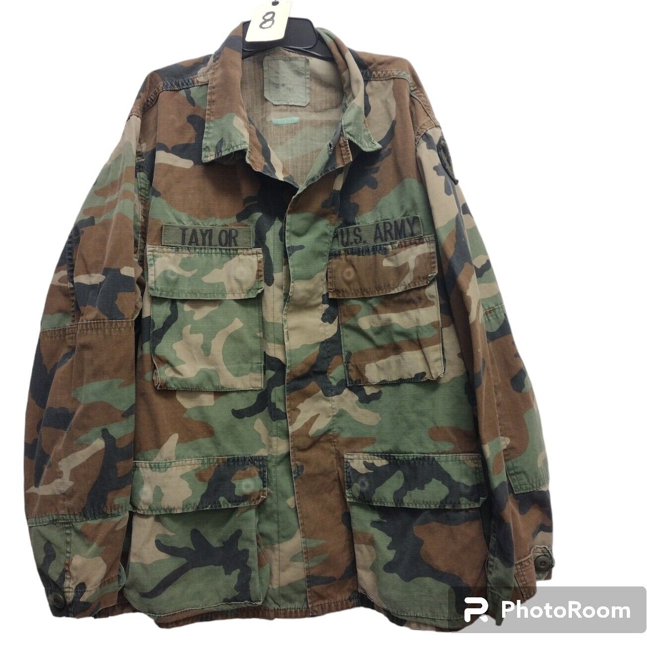 USGI Military BDU Camo Combat Shirt Blouse Patches Small Short Imperfections