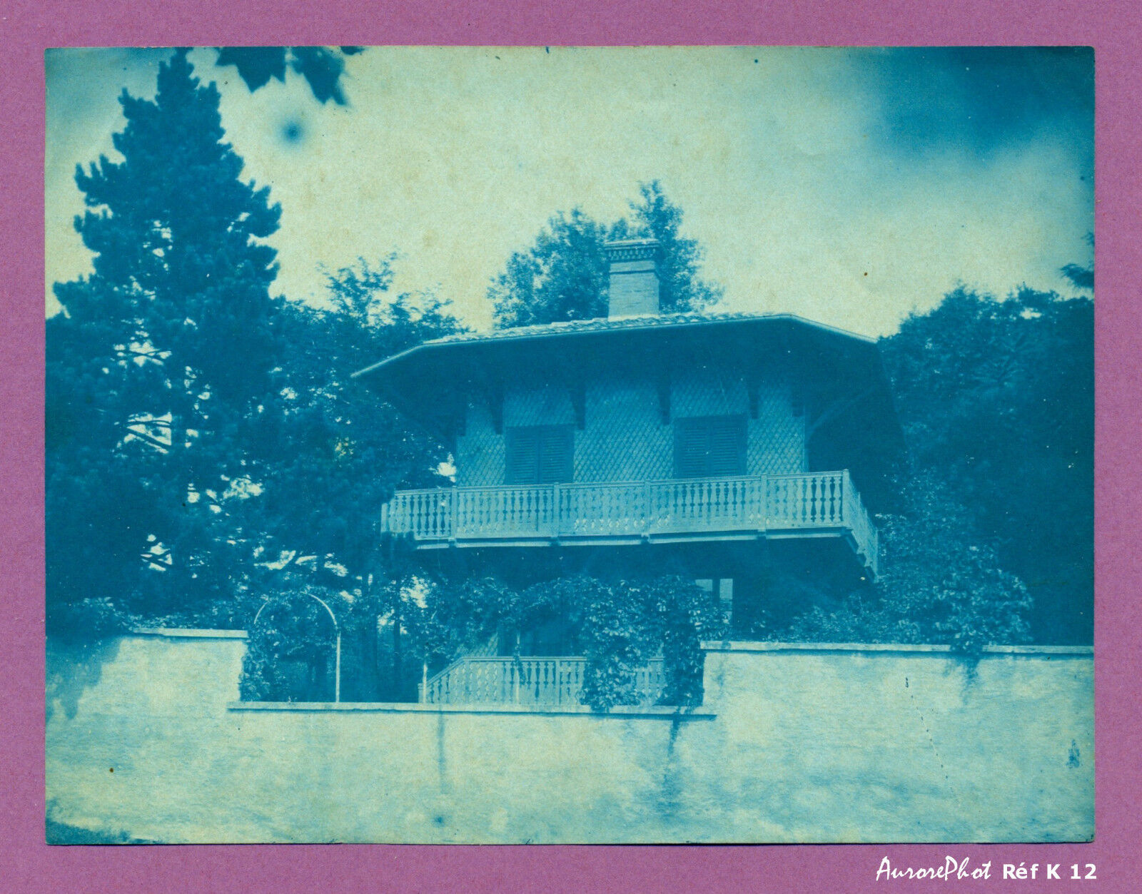 CYANOTYPE CITY OF LYON & SURROUNDINGS: THE HOUSE WITH CLOSED SHUTTERS CIRCA 1890-K12