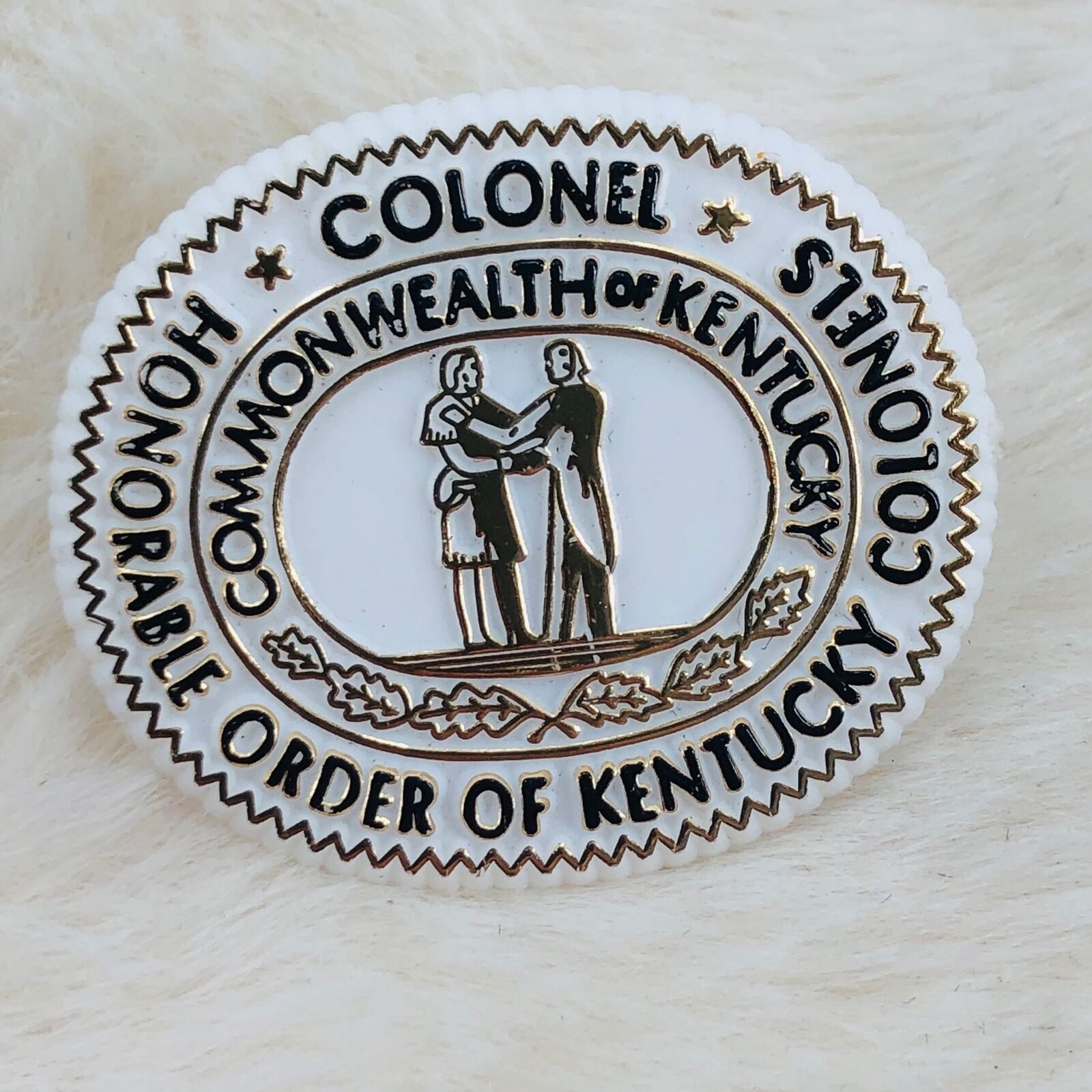 Vtg Honorable Order of Kentucky Colonels Plastic Member Lapel Pin