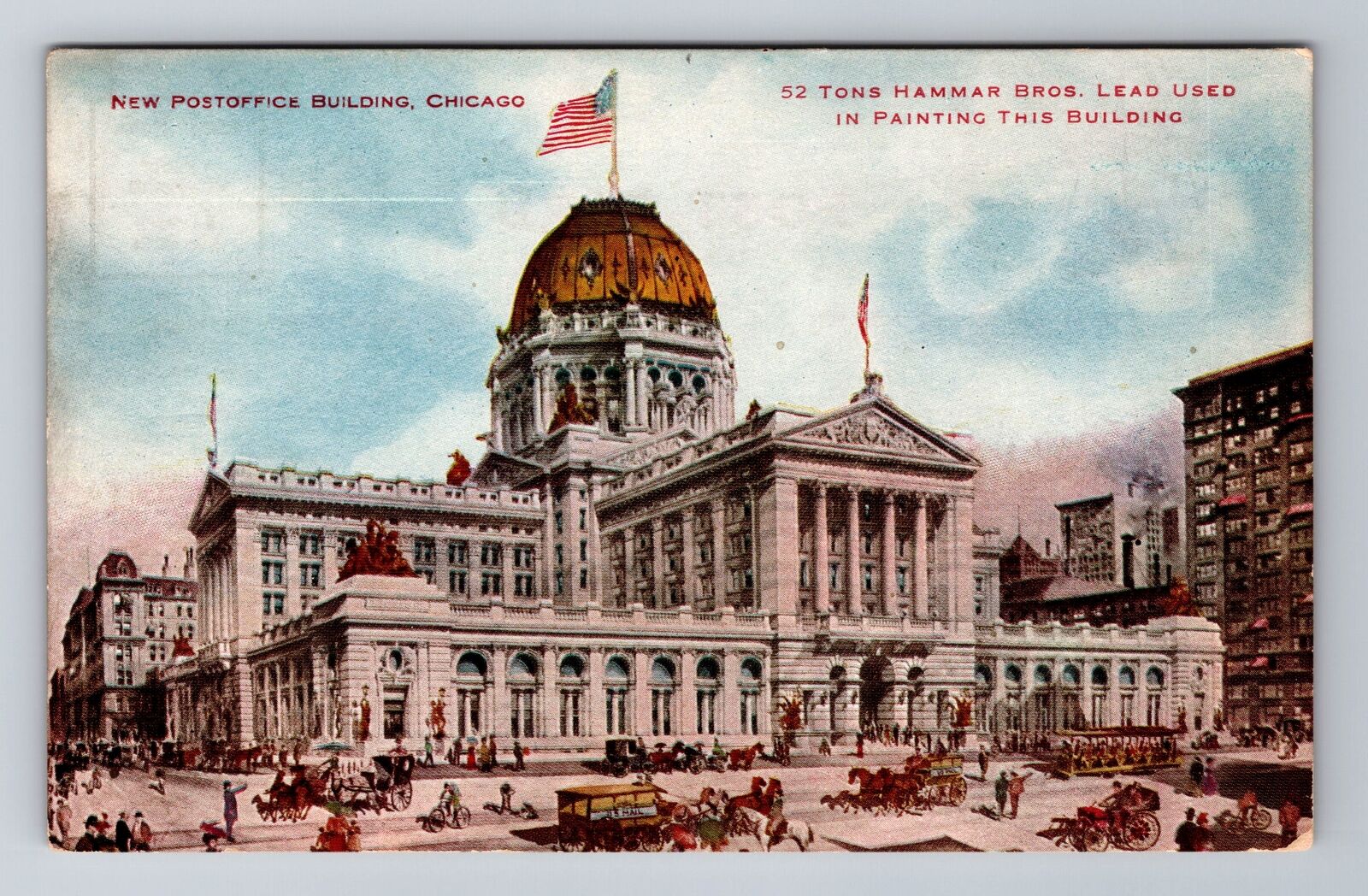Chicago IL-Illinois, New Post Office Building, Antique, Vintage Postcard
