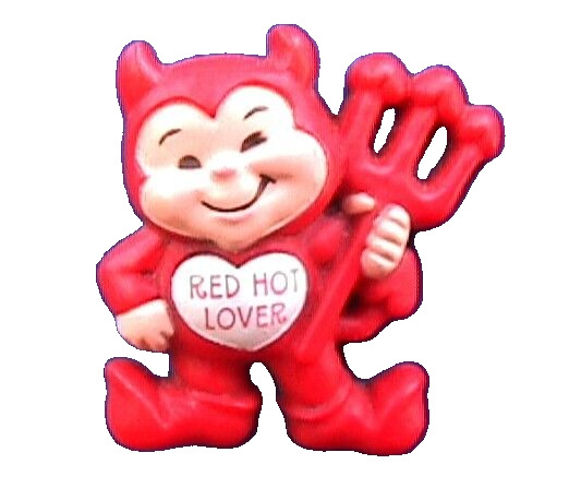 Hallmark PIN Valentines Vintage DEVIL HEART RED HOT LOVER Holiday Brooch