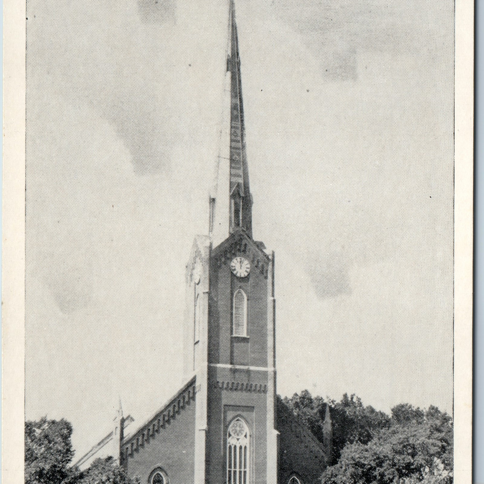 c1940s Edina, MO St. Mary\'s Church Clock Tower Silvercraft Dexter Spire PC  A201