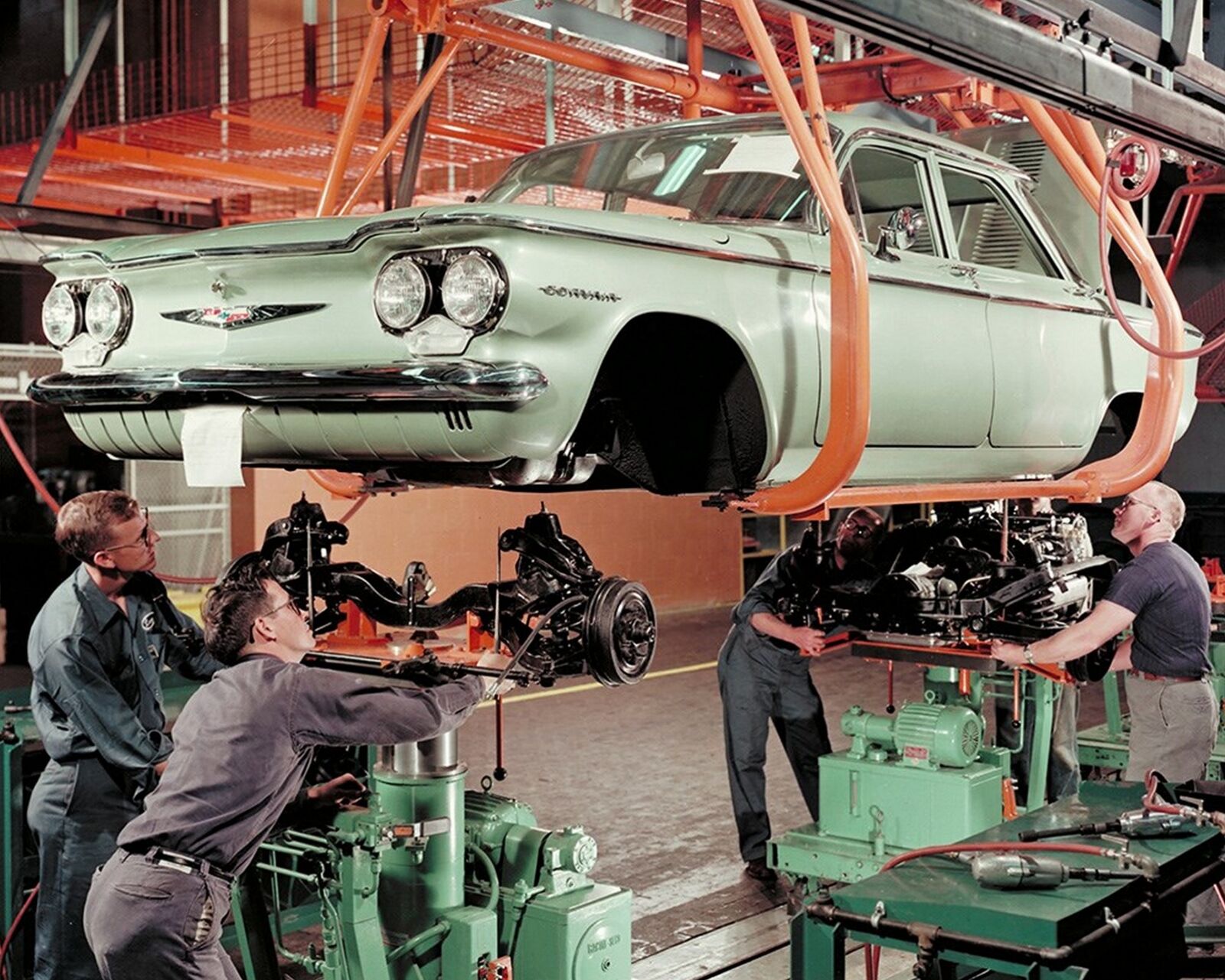 1959 CHEVROLET CORVAIR ASSEMBLY Color Tinted PHOTO  (201-B)