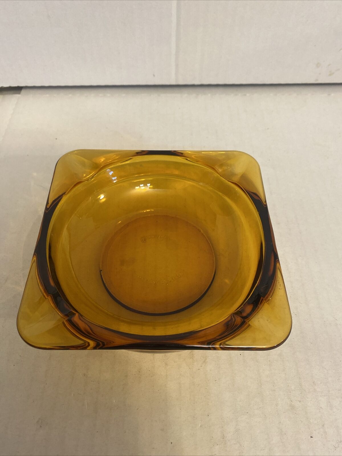 Vintage Duralex Saint Gobain Amber Glass Ashtray - Made in France 4.75