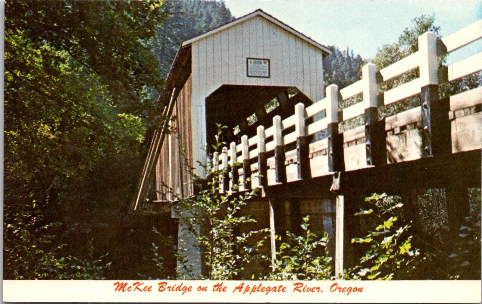 Jackson County Oregon OR McKee Covered Bridge Applegate River  Postcard