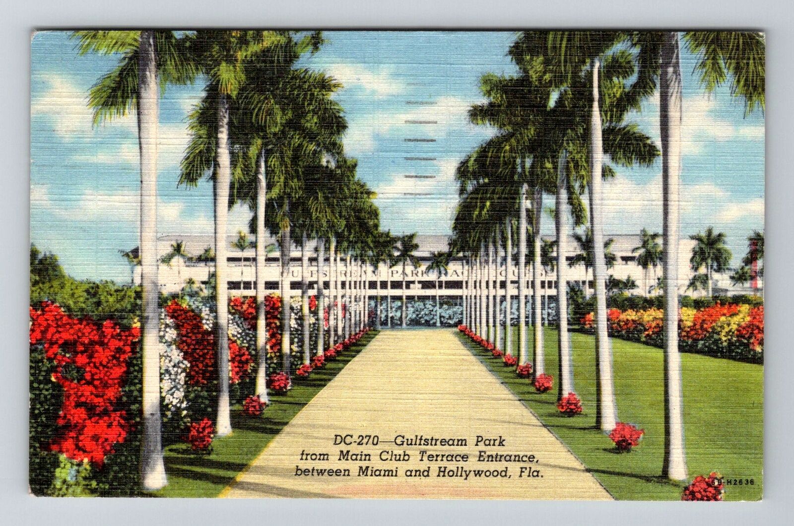 Hollywood FL-Florida, Gulfstream Park, Main Club Terrace Vintage c1951 Postcard