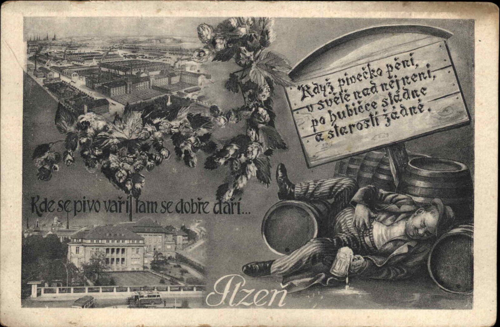 Pilsen Plzen Czechia Beer Brewery Alcohol c1910 Postcard