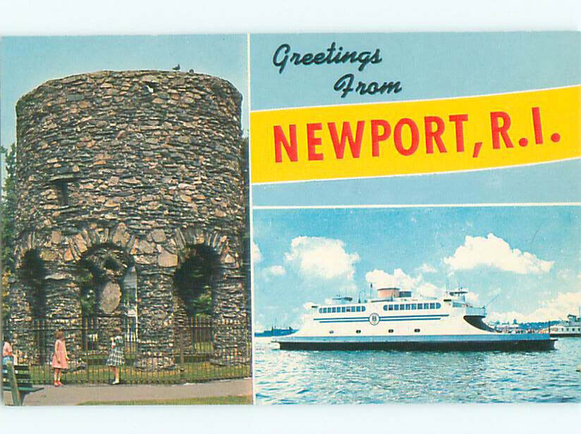 Pre-1980 TWO VIEWS ON ONE POSTCARD Newport Rhode Island RI AF4222