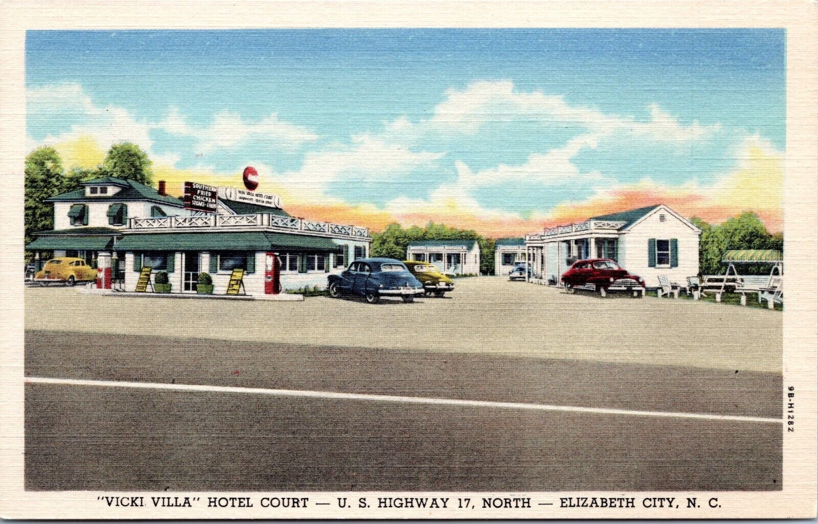 Vicki Villa Hotel Court, Elizabeth City North Carolina - 1949 Linen Postcard