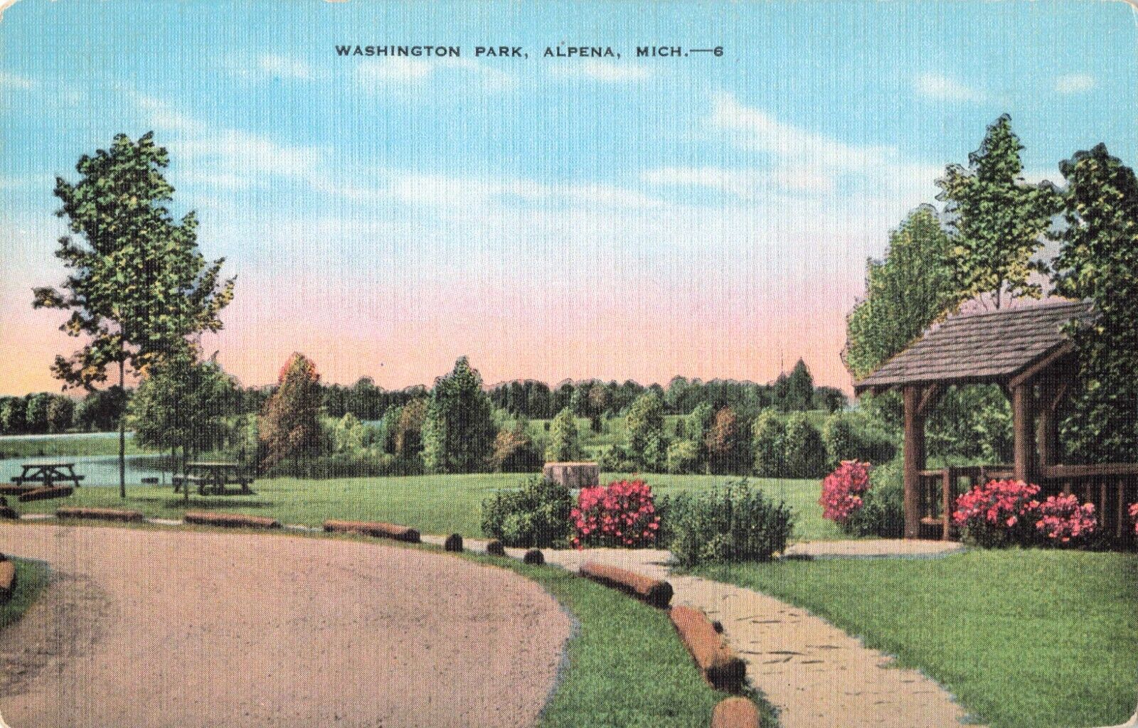 Alpena MI Michigan, Washington Park Picnic Area, Vintage Postcard