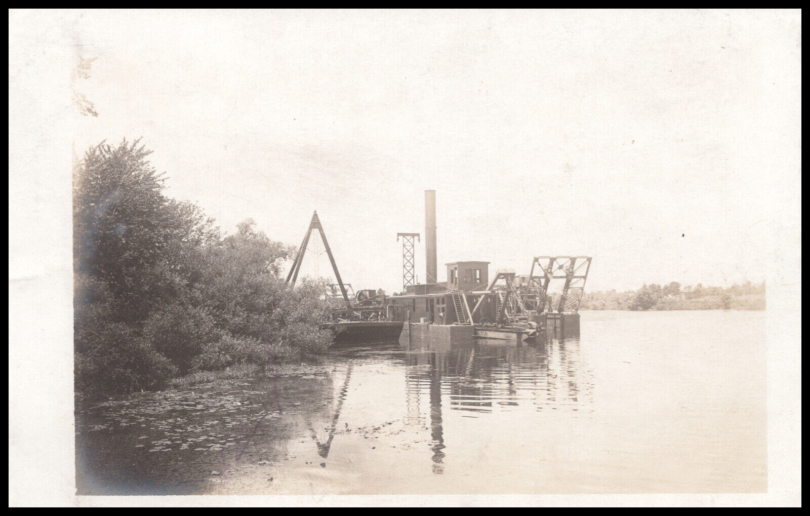 Downsville, New York, Dredging the River? Delaware Co, Real Photo Postcard RPPC