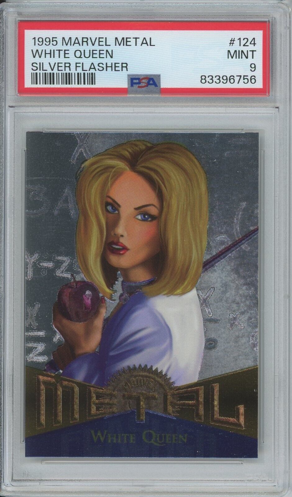 White Queen 1995 Marvel Metal #124 SILVER FLASHER - PSA 9 MINT - very nice