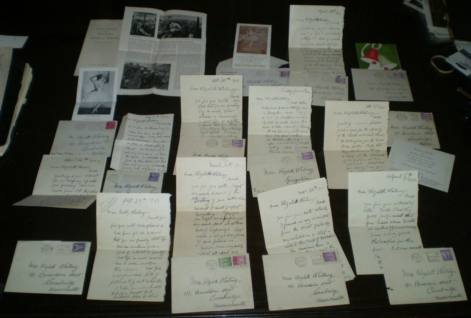 ARCHIVE OF LETTERS FROM ARTIST LOUIS KRONBERG TO ELIZABETH WHITNEY, 1940's