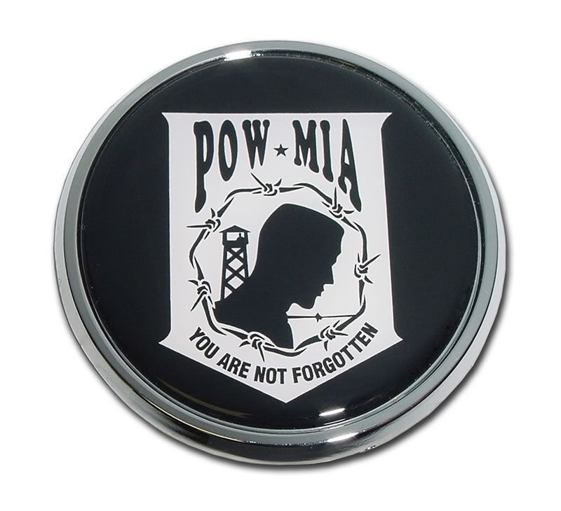 POW MIA 3.25 INCH MILITARY ADHESIVE  MEDALLION EMBLEM MADE IN USA