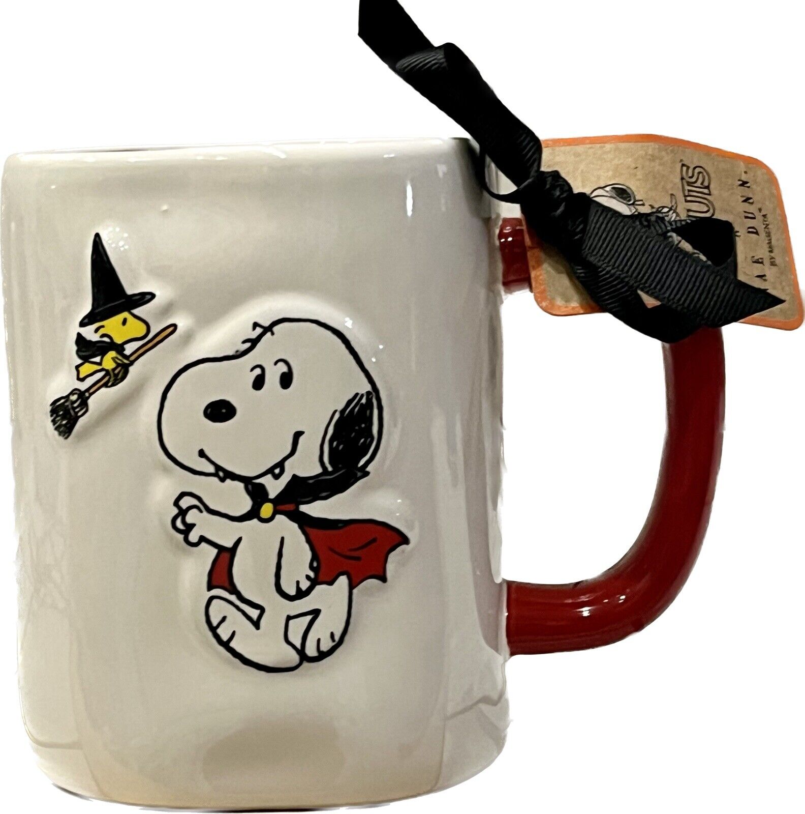 PEANUTS X RAE DUNN Coffee Mug “Caution I Bite” Snoopy & Woodstock 16 oz Ceramic