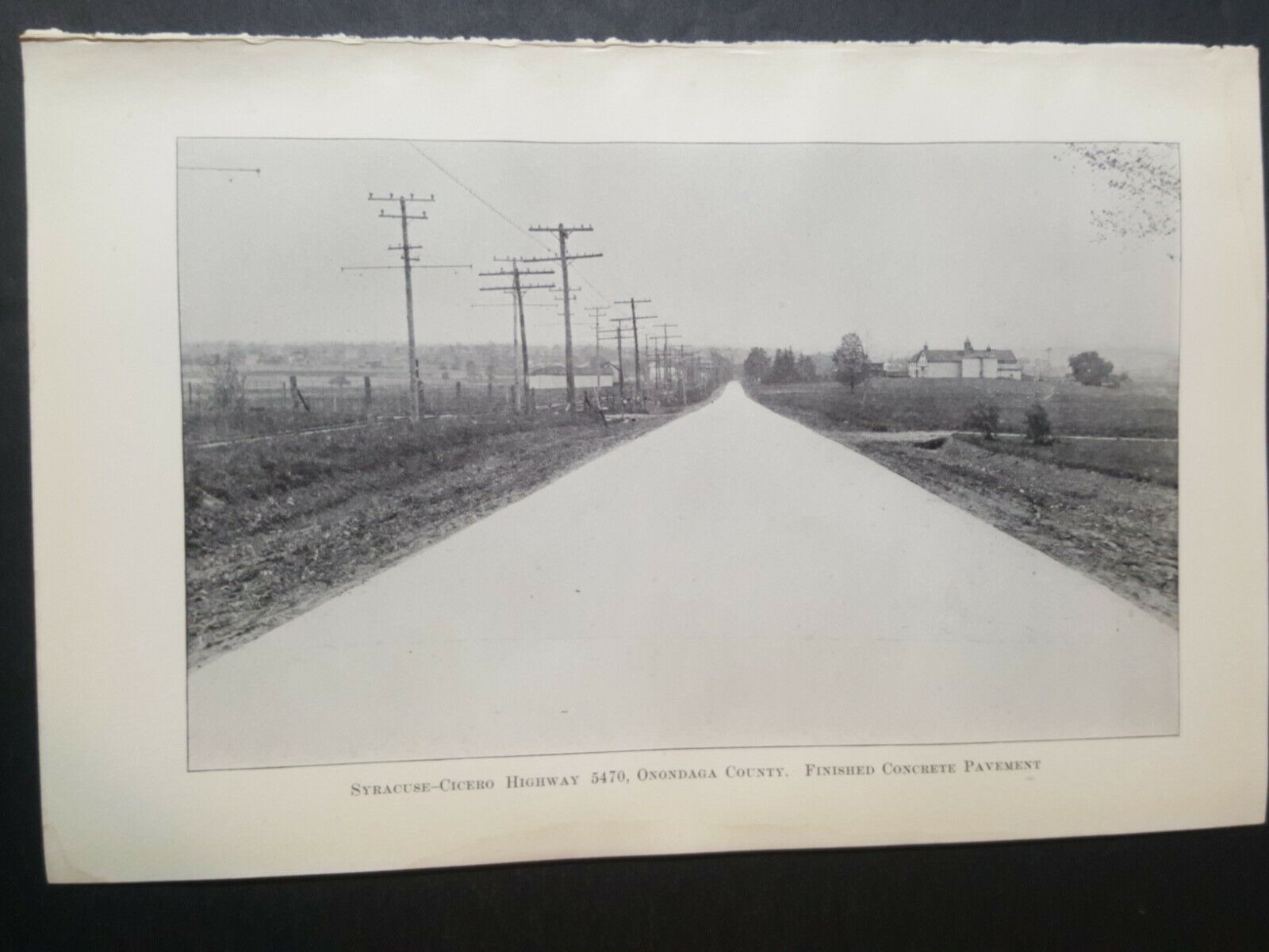 1915 photo plate SYRACUSE CICERO HIGHWAY farms & railroad tracks Onondaga Co NY 