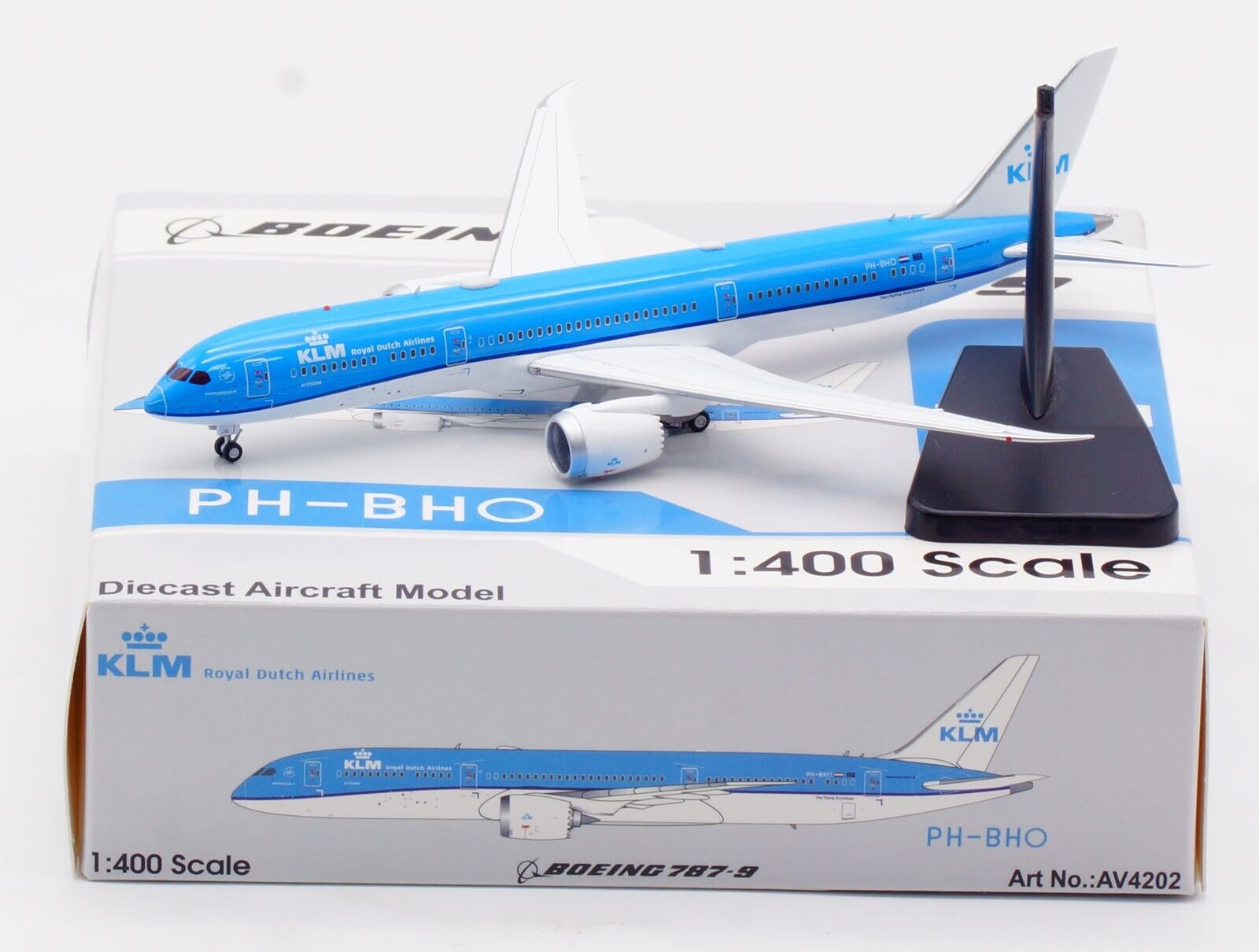 Aviation 1:400 KLM ROYAL DUTCH Air Boeing B787-9 Diecast Aircraft Model PH-BHO