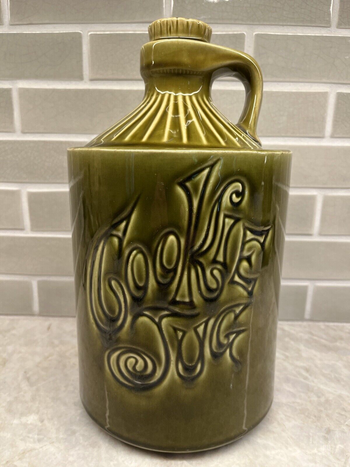 Vintage McCoy Green Jug Cookie Jar